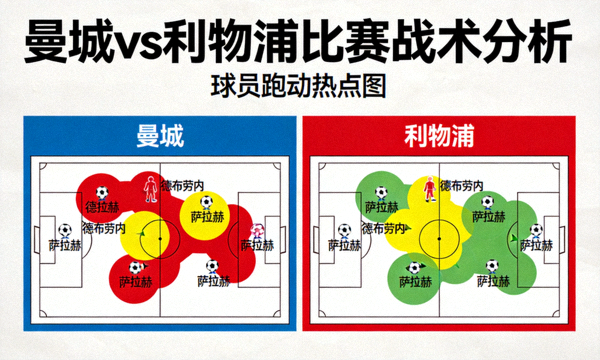 曼城对阵利物浦比赛战术板分析图展示球员跑动热点